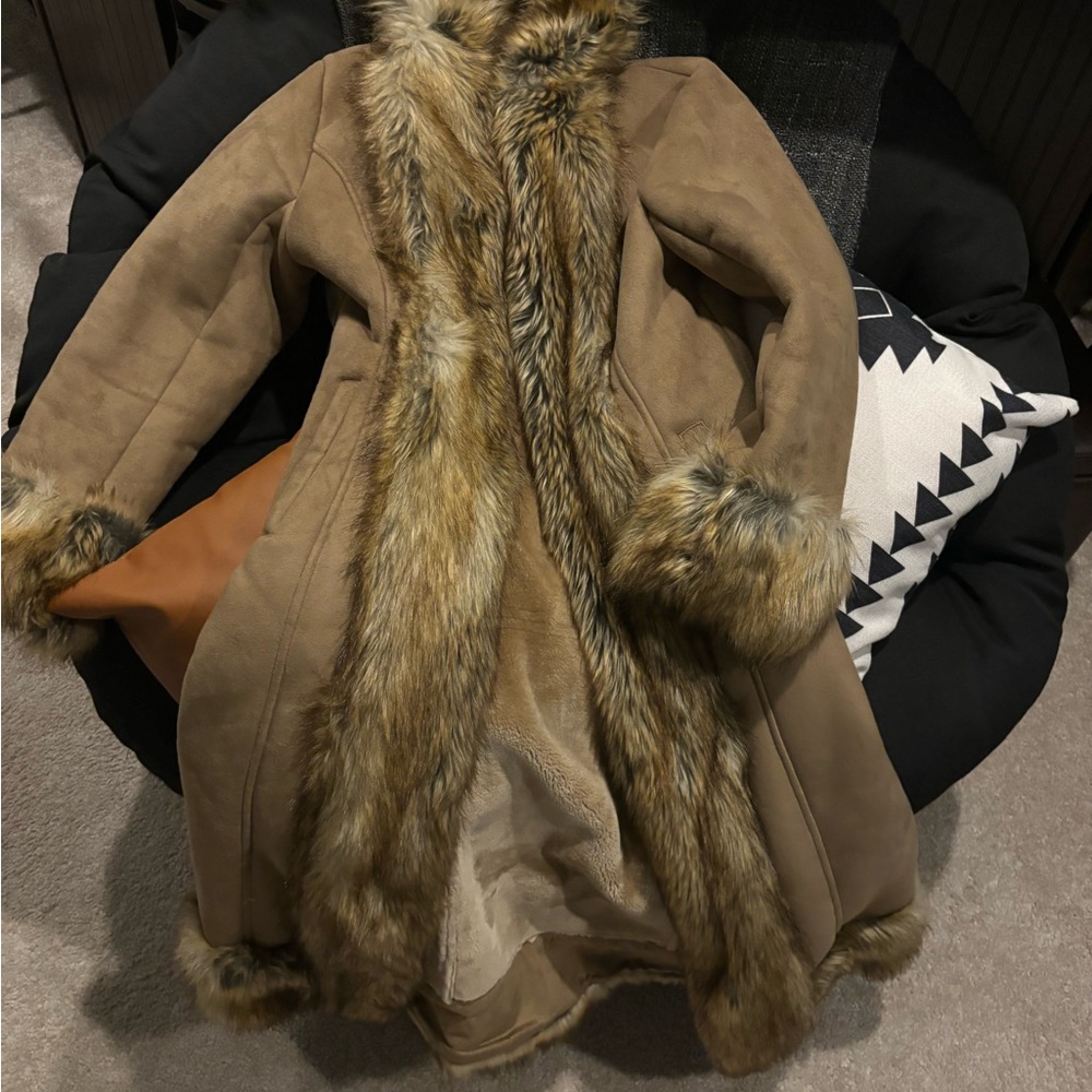 Fur trim coat